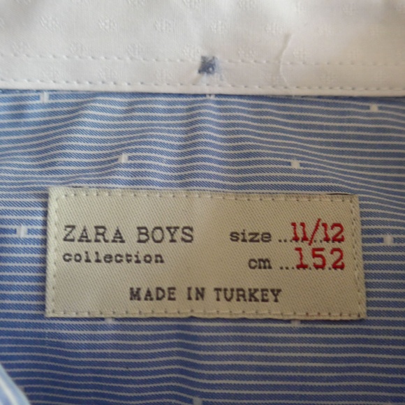NWOT Zara Boys 11-12 Button up Cotton Dot Dress Shirt - Picture 13 of 13